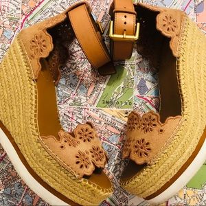 See by Chloe Tan Suede Eyelet Wedges